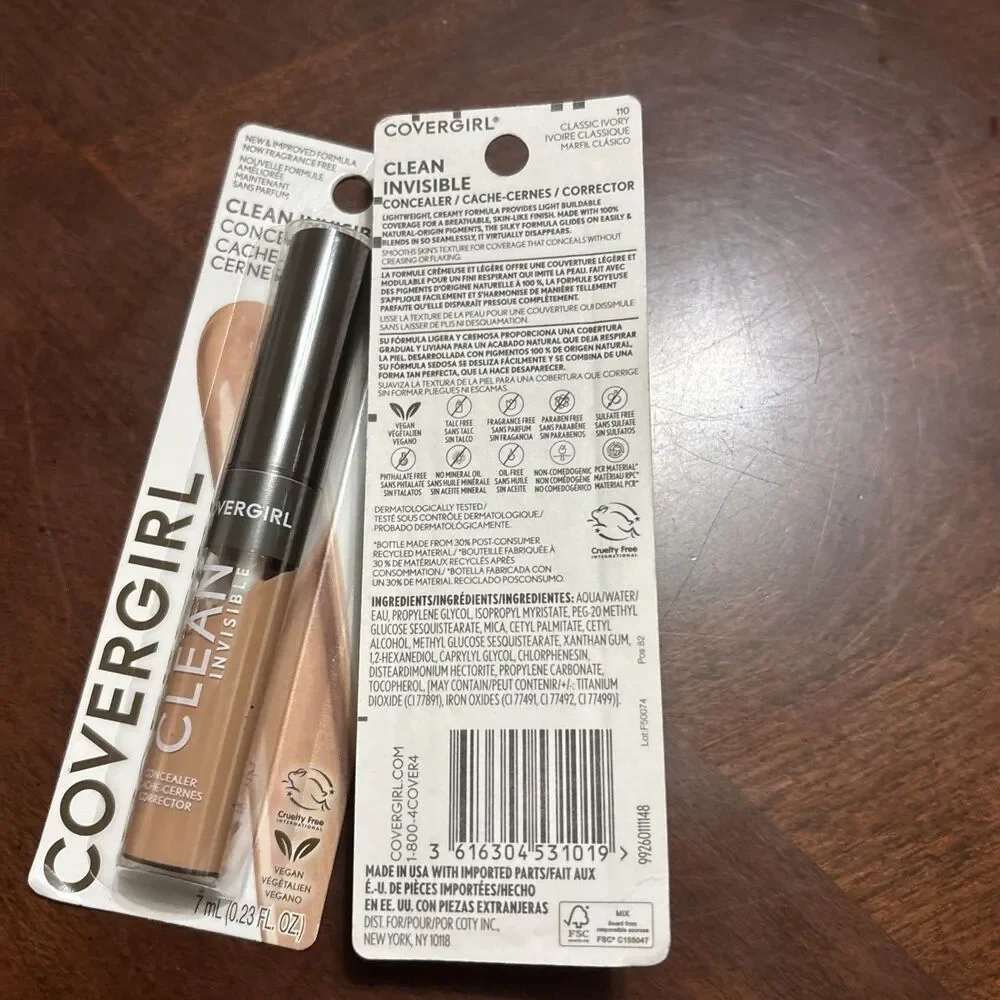 (2PK) COVERGIRL Clean Invisible Liquid Concealer, 110 classic ivory